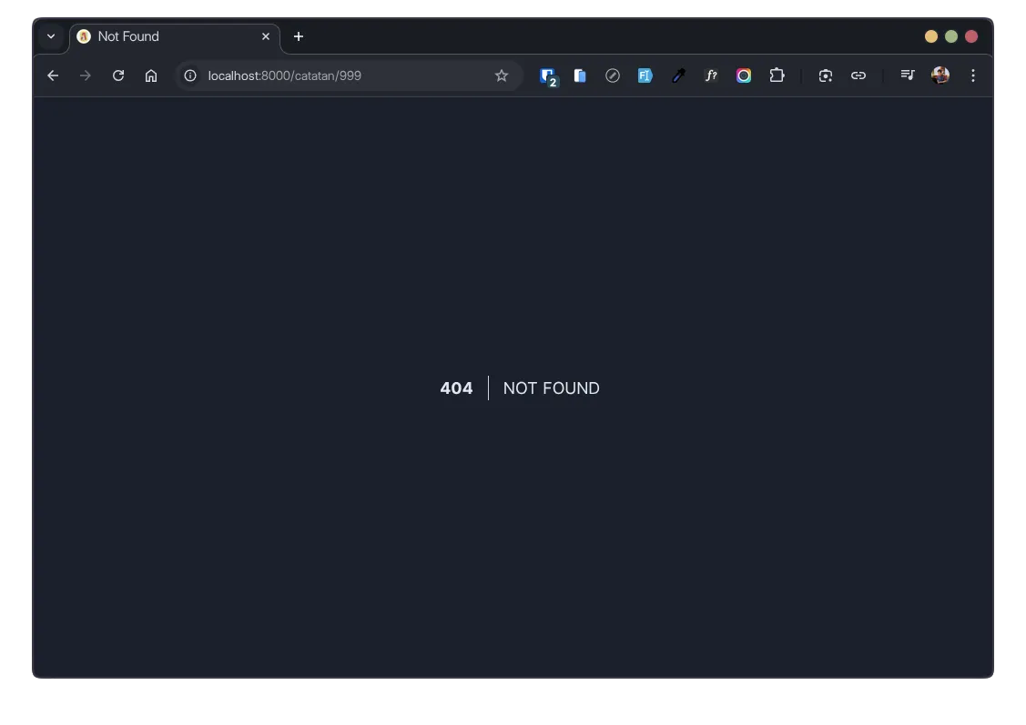 Halaman 404 Not Found saat mengakses ID catatan yang tidak ada di database